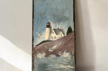 Hand Painted Nautical Scene On Slate