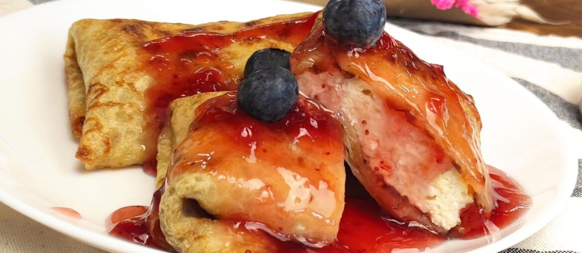 Delicate Crepes with Sweet Cheese Filling | French Breakfast | ASMR