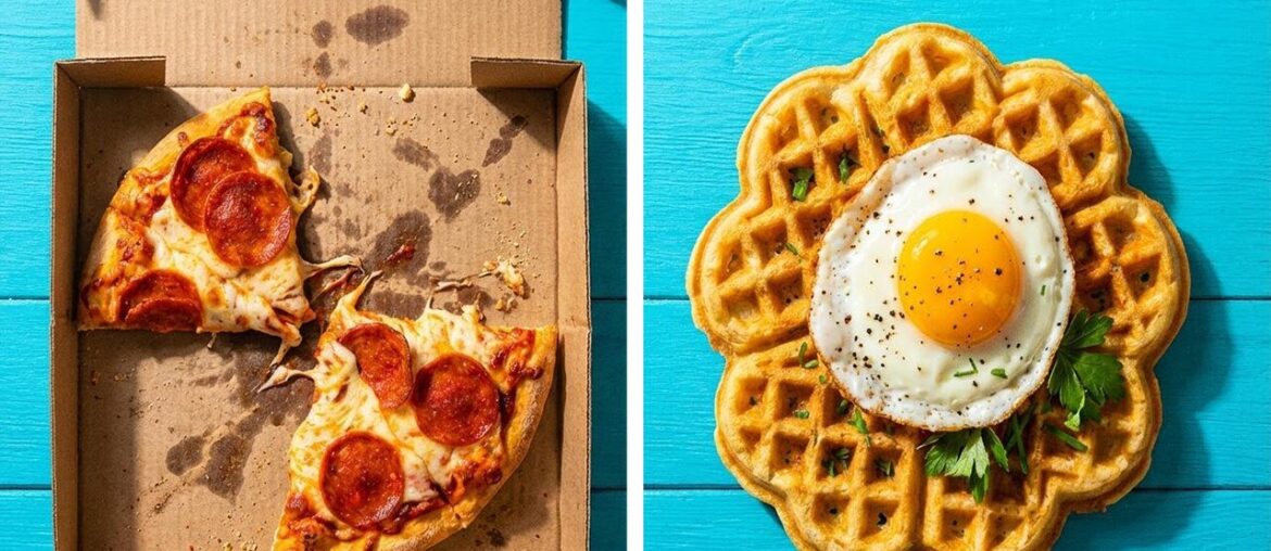 Transform Leftover Pizza Into Gourmet Breakfast Waffles In Three Minutes! Transform Leftover Pizza Into Gourmet Breakfast Waffles In Three Minutes!