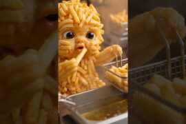 Cute Fries Baby Frying French Fries 🍟🔥 | ASMR Cooking Baby | Viral Shorts