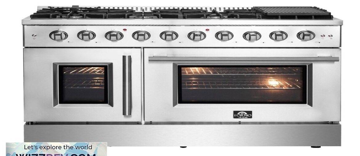 Forno Galiano 48 Inch Freestanding French Door Gas Range 8 Burners Griddle Convection