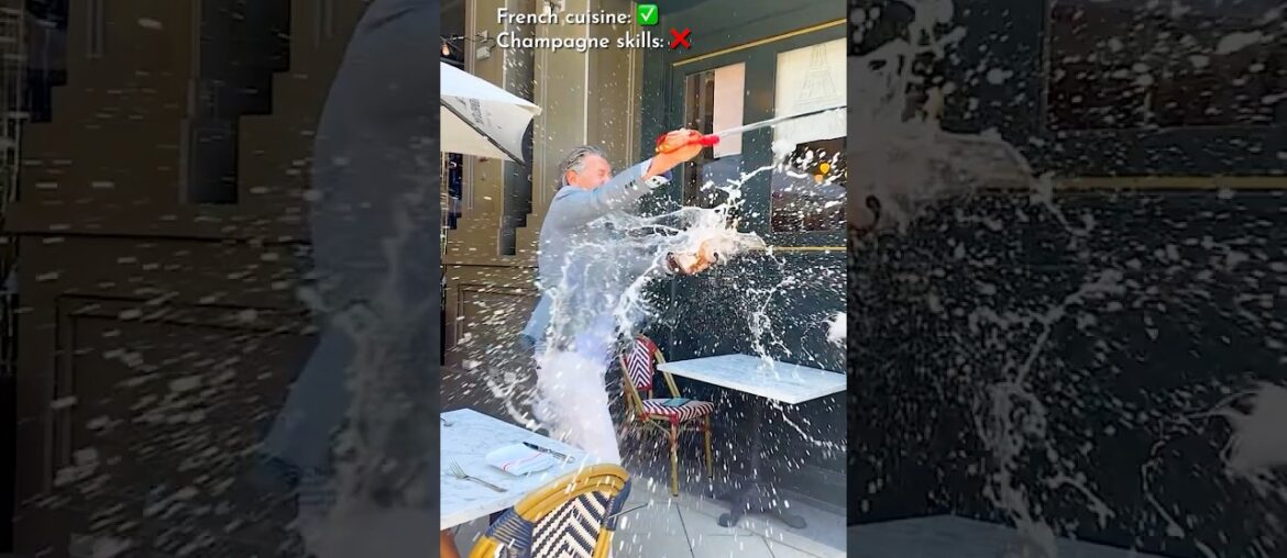 French Champagne Trick Goes Horribly Wrong 🍾💥 French Champagne Trick Goes Horribly Wrong 🍾💥