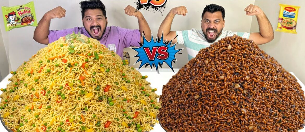 DESI MAGGI Vs KOREAN NOODLES EATING CHALLENGE | INDIA Vs KOREA FOOD EATING COMPETITION😱🔥 DESI MAGGI Vs KOREAN NOODLES EATING CHALLENGE | INDIA Vs KOREA FOOD EATING COMPETITION😱🔥