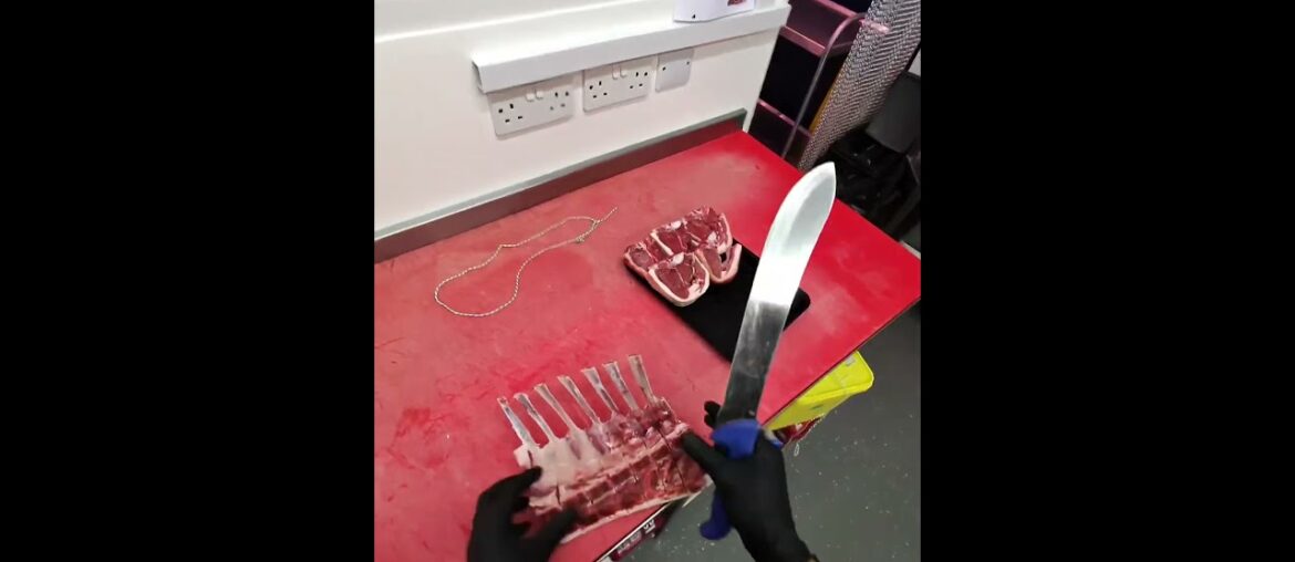French trimming a rack of lamb 🥩 #cookingtutorial #food #meat