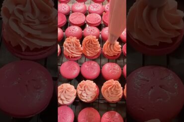 How I make the Strawberry French Macarons 🍓 Hand Piped Filling