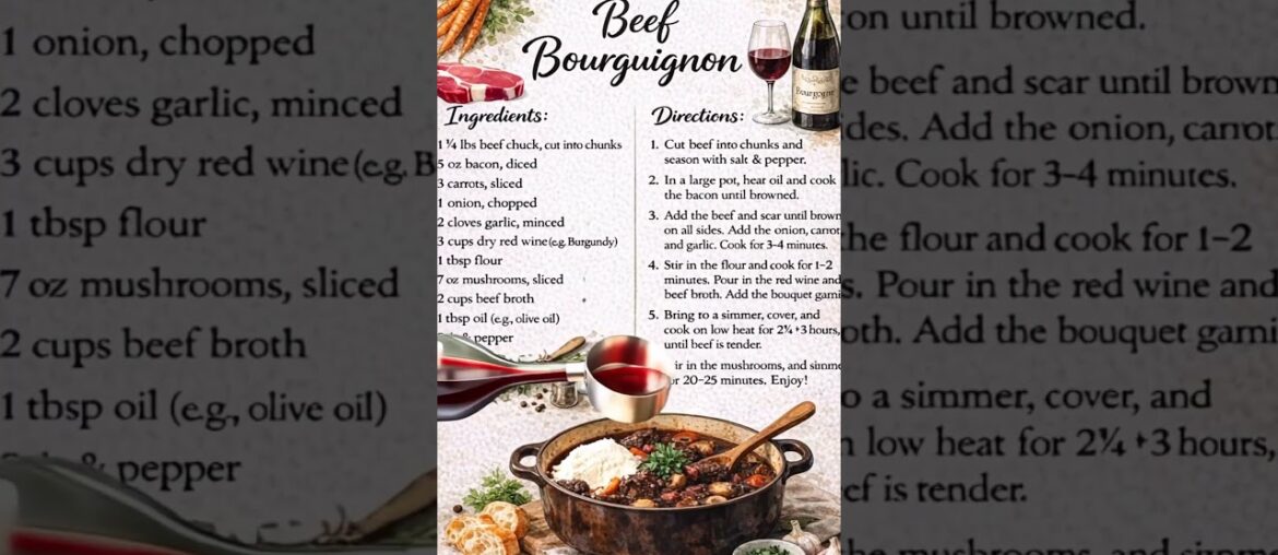 Traditional French Beef Bourguignon 🇫🇷 Easy Classic Recipe