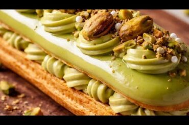 Gourmet Pistachio Éclair That Melts in Your Mouth #pistachioeclair #eclair #pistachiodessert
