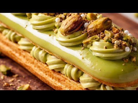 Gourmet Pistachio Éclair That Melts in Your Mouth #pistachioeclair #eclair #pistachiodessert Gourmet Pistachio Éclair That Melts in Your Mouth #pistachioeclair #eclair #pistachiodessert