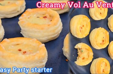 How To Make Creamy Vegetable Vol au Vent | Easy French Puff Pastry Appetizer Recipe | Party Snacks