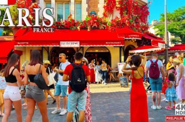 Paris France 4K Walk | Montmartre Village, Place du Tertre & Eiffel Tower Night Walking Tour