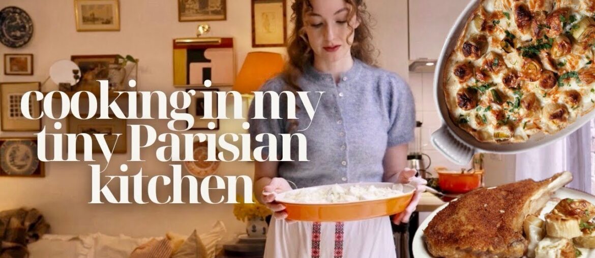 How to Shop at a Paris Market & Cook a Simple Cozy French Meal | Leek Gratin & Breaded Veal Chops