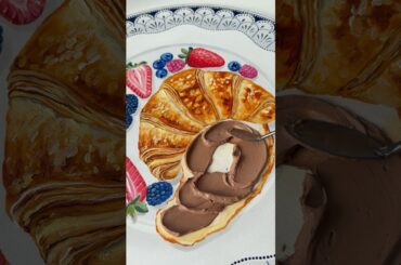 French Croissant 🥐 with chocolate 🍫 #asmr #bakerylove #arty #dessert #realistic