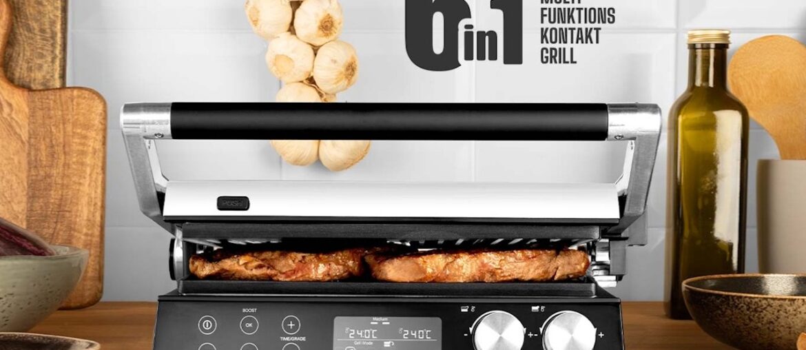 Gastroback 42423 Gourmet Multigrill BBQ Pro Smart | Kontaktgrill & Tischgrill mit Wechselplatten