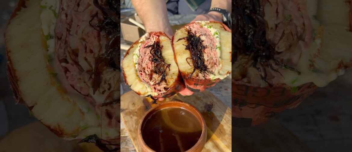 French Dip Sandwich but with 15 hour Potao Paveé as the “bread” 😋#sandwich #steak #bbq #scran