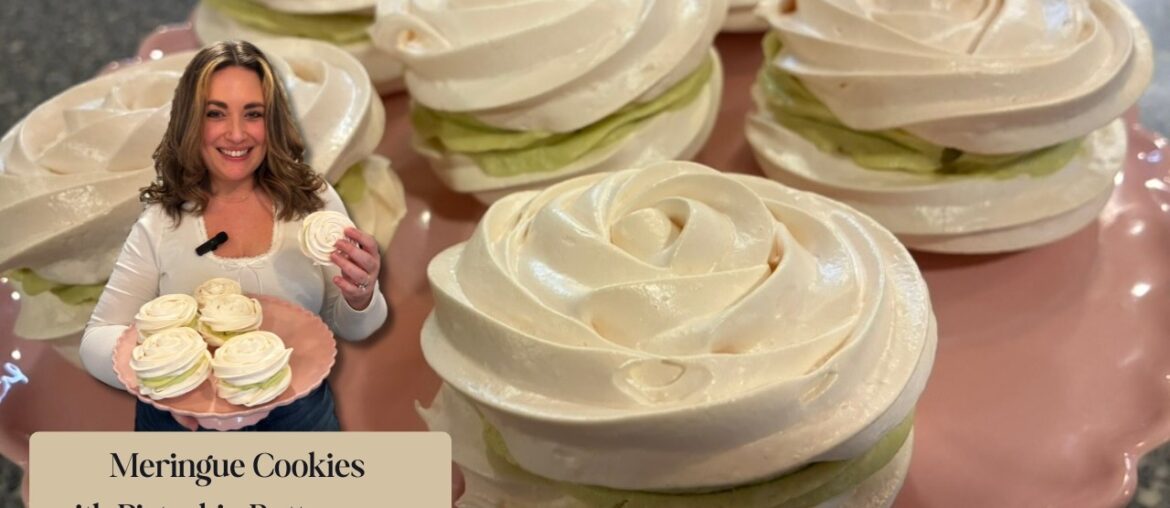 Meringue Cookie Sandwiches with Pistachio Buttercream | French Patisserie at Home