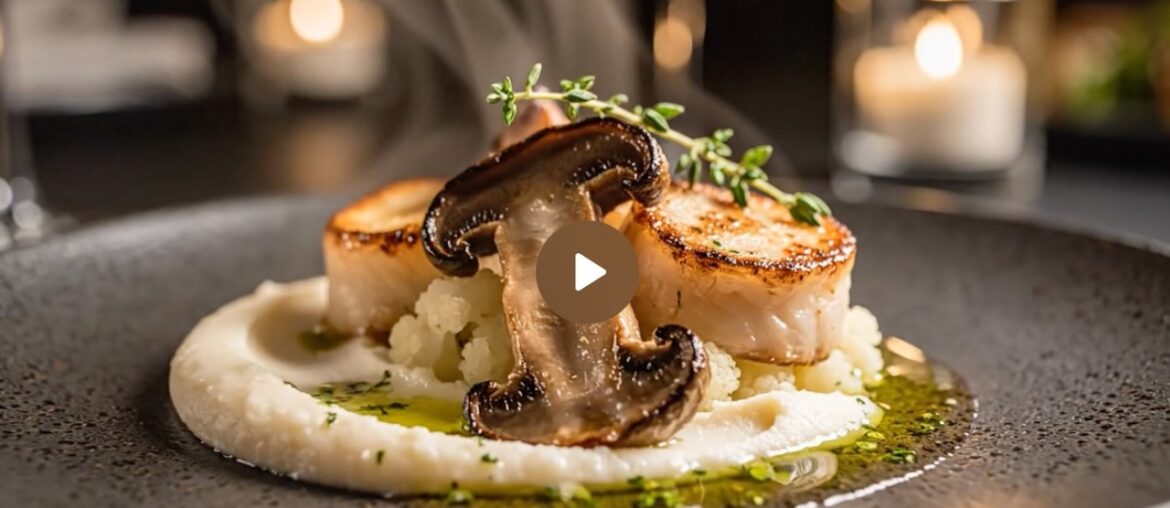How to turn mushrooms into a French masterpiece 🍄🇫🇷 Pan seared King Oyster Scallop w/Lemon thyme oil