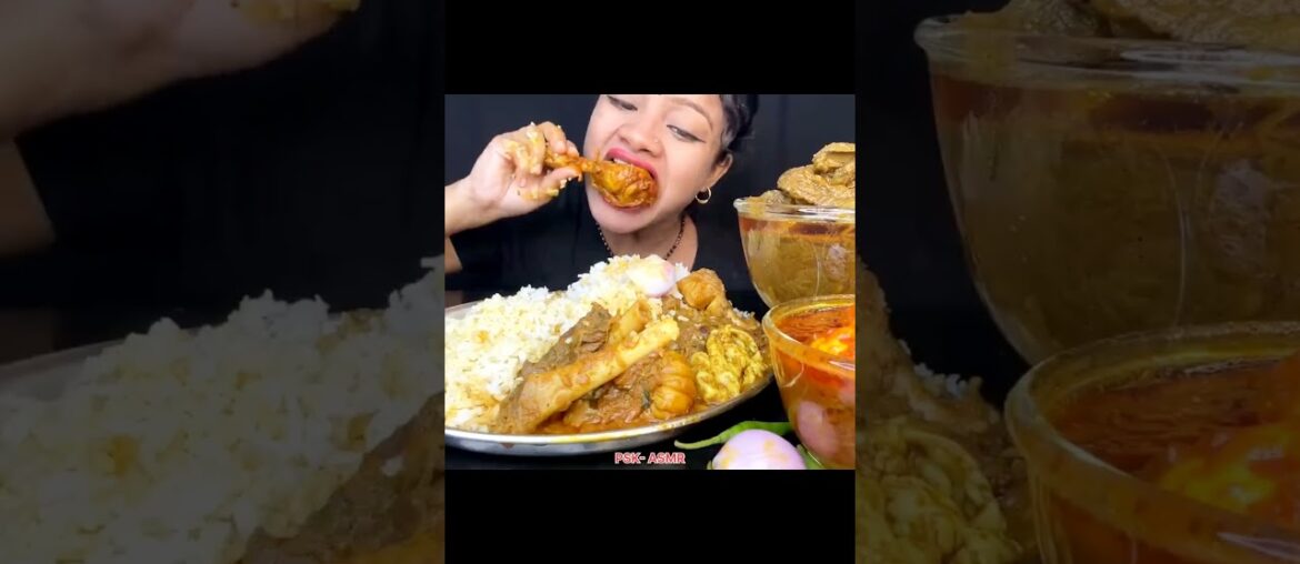 ASMR EATING SPICY 🔥🥵 CHICKEN MUTTON #mukbang #eatingvideos #ytshorts #mukbanghorfun #youtubeshorts