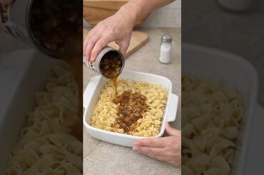 🍜🧅 French Onion Noodle Casserole (3 Ingredients) #easyrecipes
