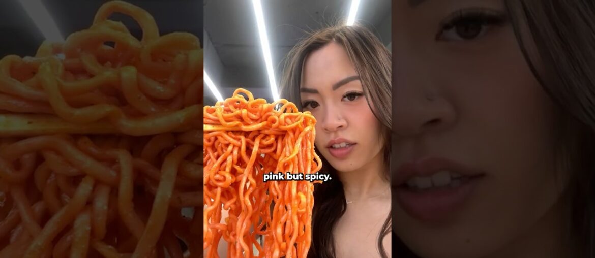 spicy cabonara my melody noodles at the korean convenience store #shorts