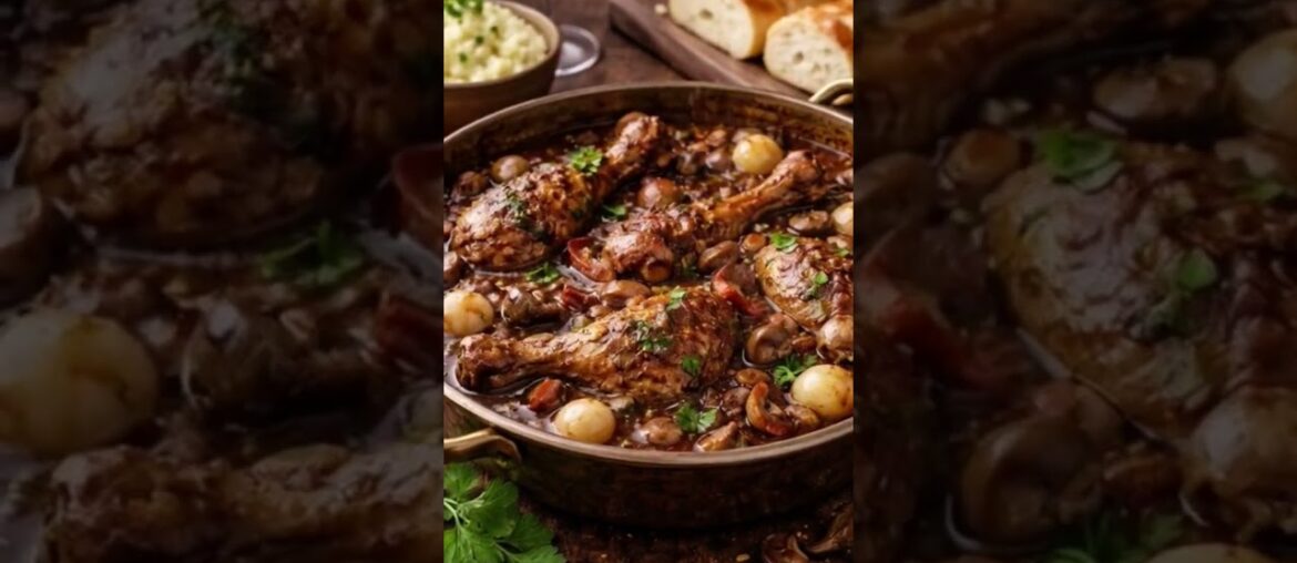 Coq Au Vin | French Dish | Cooked Chicken in Red Wine #foodie