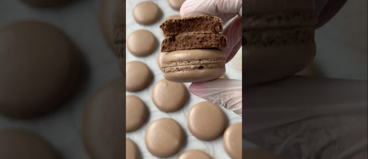 Chocolate French Macaron 🤎 Soft Inside • Almond Flour • ASMR #shorts Chocolate French Macaron 🤎 Soft Inside • Almond Flour • ASMR #shorts