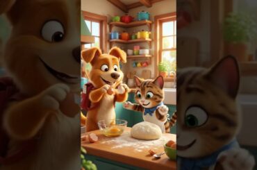 Cute Dog Chef Makes Giant Strawberry Shortcake #shorts