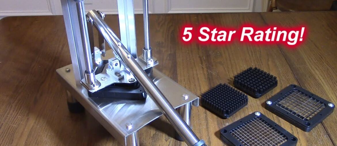 Prenafla Stainless Steel French Fry Potato Cutter-1/2", 1/4" & 3/8" Blades, Pull Down Handle-WOW!