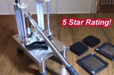 Prenafla Stainless Steel French Fry Potato Cutter-1/2", 1/4" & 3/8" Blades, Pull Down Handle-WOW!