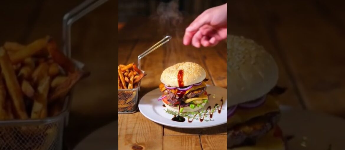 The Ultimate Sizzle: Gourmet Burger & Sweet Potato Fries​