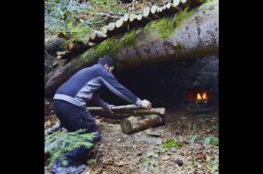 Build a safe hidden lunch and cook French food #camping #outdoors #shorts