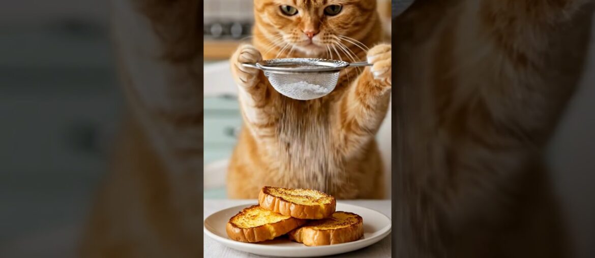 Golden French Toast by Chef Cat: The Ultimate Comfort 🥞🐾 #Gingercat #Breakfast #FrenchToast #ASMR