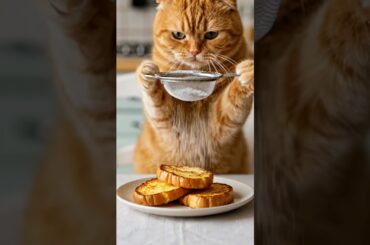Golden French Toast by Chef Cat: The Ultimate Comfort 🥞🐾 #Gingercat #Breakfast #FrenchToast #ASMR