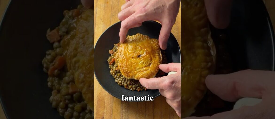 Butter Chicken Pie on Curried French Lentils