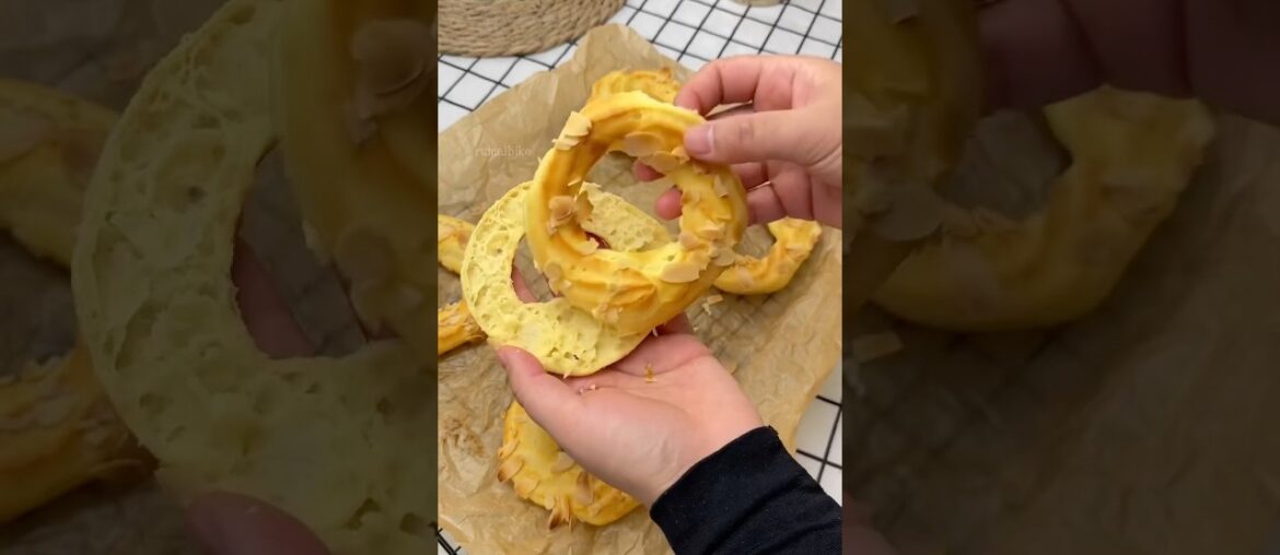 Easy Paris-Brest Recipe 😍Creamy French Dessert#shorts#easyrecipe#dessert#frenchdessert#viralrecipes