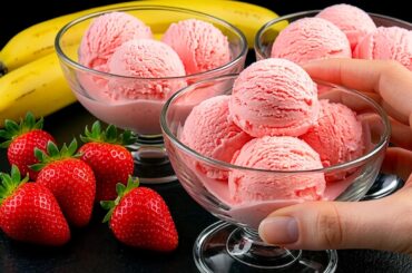 Mix Strawberry and Banana! The best French ice cream in 10 minutes! A no-bake dessert!