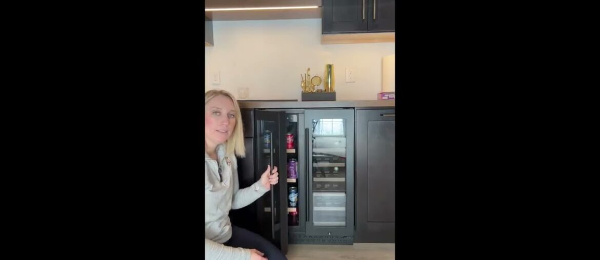 Tylza 24 Inch Wine and Beverage Refrigerator, Dual Zone Wine Beverage Cooler 24" with French Door, U