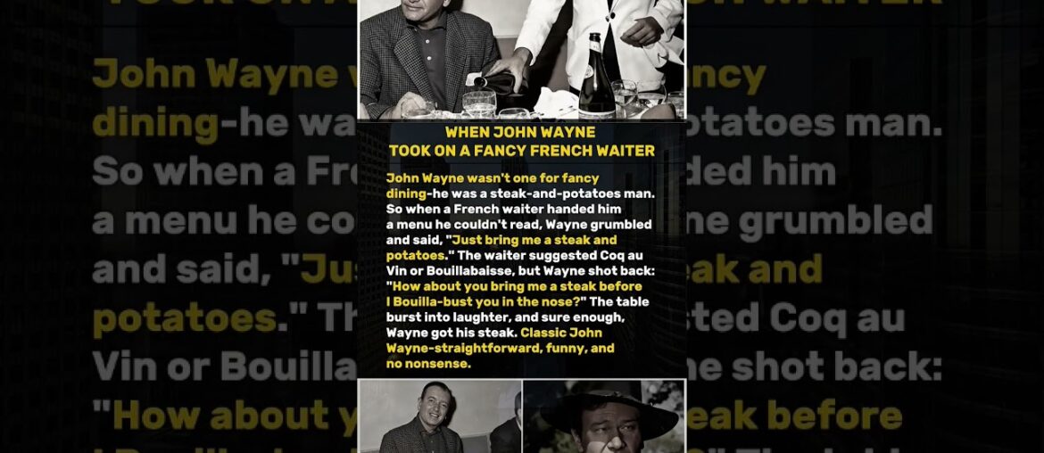 When John Wayne Took on a Fancy French Waiter.#shorts When John Wayne Took on a Fancy French Waiter.#shorts