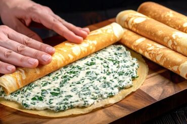Erstaunliche Crêpes mit Füllung in 10 Minuten! Das Rezept für leckerste französische Pfannkuchen!