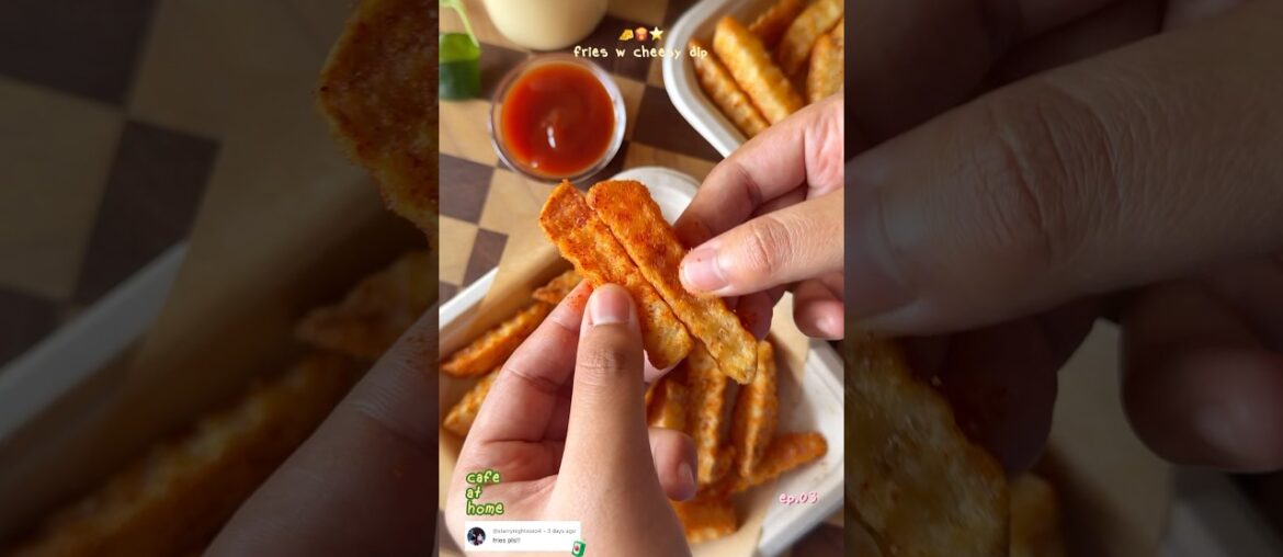 cafe at home ep.03: seasoned fries with cheesy dip 🍟