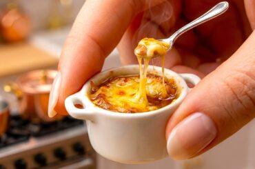World's Smallest French Onion Soup 🧅 Giant Hands Miniature Cooking ASMR