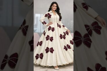 Work Umbrella Frock Design 2026 | Wine Bow Patch Wine Bow Patch Dress/Full Gher Designer Party Wear