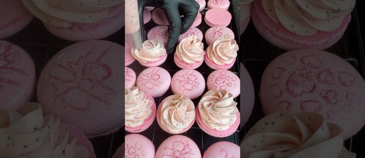 Strawberry Macarons with Belgian Cream ✨Delicate Shell • Silky Texture