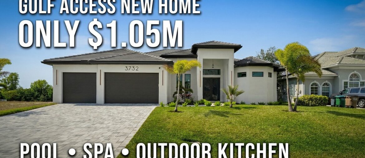 Cape Coral Florida Gulf Access New Build UNDER $1.1M – Western Sunsets + Outdoor Kitchen