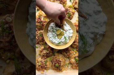 French Dill Pickle Dip. (It’s not French, okay?! I made it up. But, DELICIOUS!) #dips #cornichons