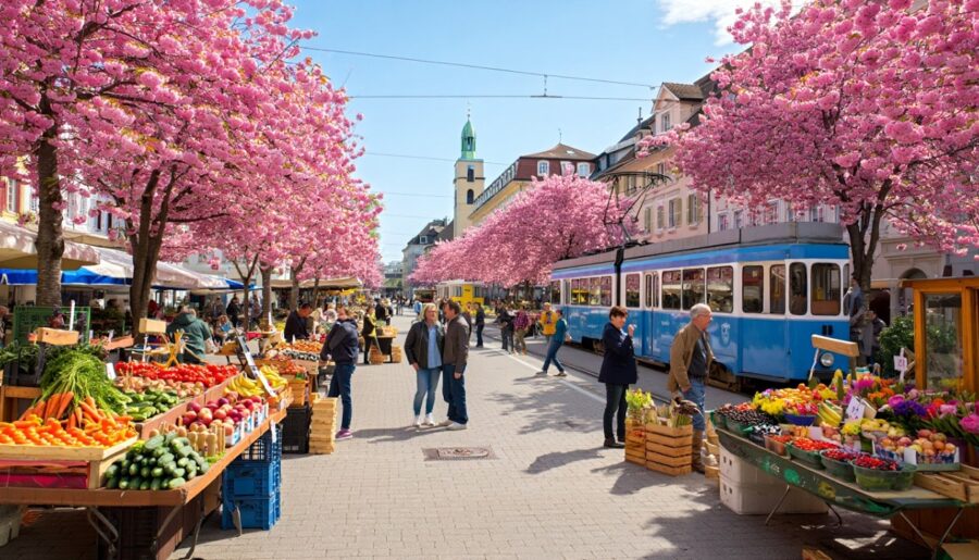 Relaxing Walking Tour in Geneva | BIO FARMERS MARKET 🇨🇭 Switzerland 4K