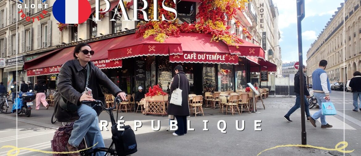 Paris 11th District Cherry Blossom Walking Tour 4K 🇫🇷 Rue Voltaire ➜ République➜ Canal Saint-Martin