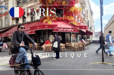 Paris 11th District Cherry Blossom Walking Tour 4K 🇫🇷 Rue Voltaire ➜ République➜ Canal Saint-Martin