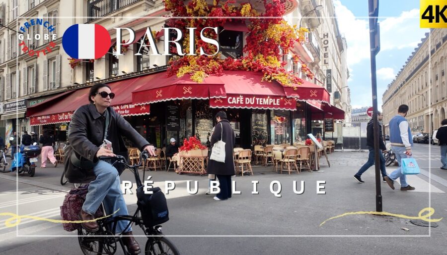 Paris 11th District Cherry Blossom Walking Tour 4K 🇫🇷 Rue Voltaire ➜ République➜ Canal Saint-Martin