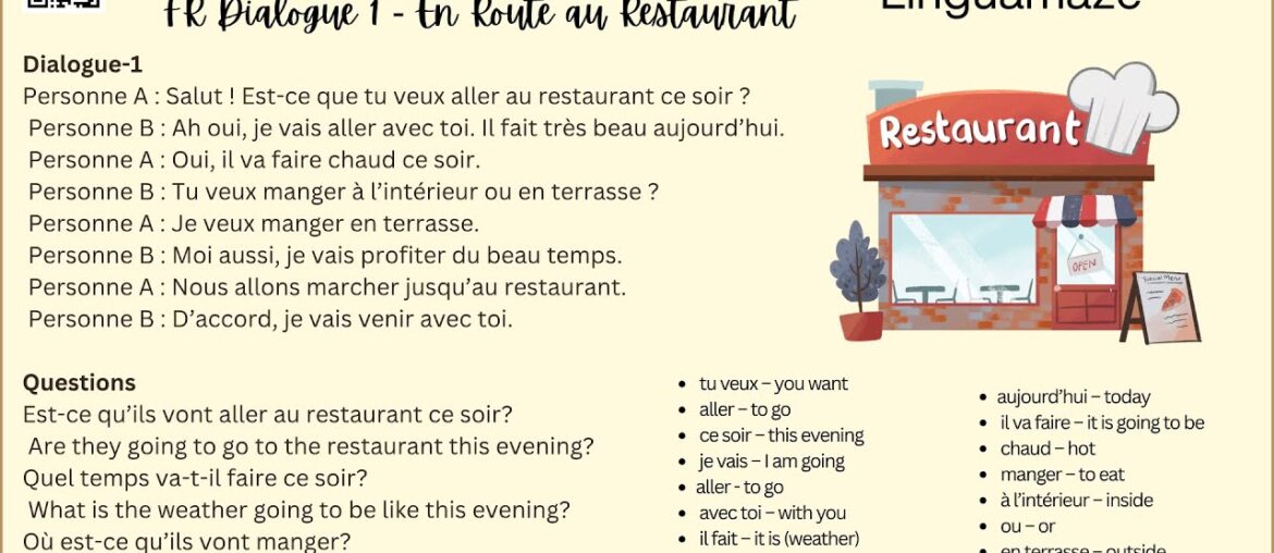 French Restaurant Dialogue 1 | On the way to the restaurant