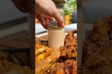 Copycat Slim Sauce with crispy chicken tenders and french fries ☀️